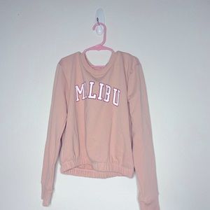 Pink and white crop top sweatshirt